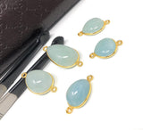 Natural Aquamarine Connectors, Gold Plated Sterling Silver Gemstone Connectors, Jewelry Findings, Jewelry Supplies for Jewelry Making, 1 pc