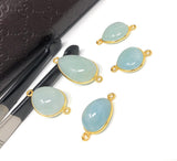 Natural Aquamarine Connectors, Gold Plated Sterling Silver Gemstone Connectors, Jewelry Findings, Jewelry Supplies for Jewelry Making, 1 pc