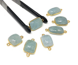 7 pcs Natural Aquamarine Connectors, Gold Plated Sterling Silver Gemstone Connectors, Jewelry Findings, Jewelry Supplies for Jewelry Making