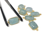 7 pcs Natural Aquamarine Connectors, Gold Plated Sterling Silver Gemstone Connectors, Jewelry Findings, Jewelry Supplies for Jewelry Making