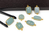 7 pcs Natural Aquamarine Connectors, Gold Plated Sterling Silver Gemstone Connectors, Jewelry Findings, Jewelry Supplies for Jewelry Making