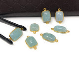 7 pcs Natural Aquamarine Connectors, Gold Plated Sterling Silver Gemstone Connectors, Jewelry Findings, Jewelry Supplies for Jewelry Making