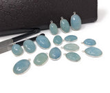 Natural Aquamarine Connectors, Sterling Silver Gemstone Connectors, Jewelry Findings, Jewelry Supplies for Jewelry Making, 1 pc