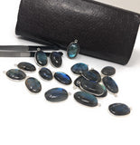 10Pcs/13 Pcs Labradorite Gemstone Charms, Sterling Silver Bulk Charms, Large Labradorite Charms for DIY Jewelry Making, 23x13mm - 30x18mm