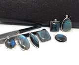 7 Pcs Labradorite Gemstone Charms, Sterling Silver Bulk Charms, Wholesale Jewelry Findings for Jewelry Making, Jewelry Supplies