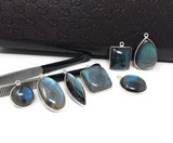 7 Pcs Labradorite Gemstone Charms, Sterling Silver Bulk Charms, Wholesale Jewelry Findings for Jewelry Making, Jewelry Supplies