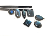 7 Pcs Labradorite Gemstone Charms, Sterling Silver Bulk Charms, Wholesale Jewelry Findings for Jewelry Making, Jewelry Supplies
