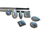 7 Pcs Labradorite Gemstone Charms, Sterling Silver Bulk Charms, Wholesale Jewelry Findings for Jewelry Making, Jewelry Supplies