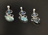 Labradorite Gemstone Pendant, Sterling Silver Gemstone Jewelry, DIY Pendant Jewelry Supplies , Gifts for Her, 1 Pc