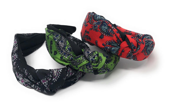 Wide Headband for Girls, Bohemian Turban Headbands, Retro Satin Hairbands, Floral Twisted Knot Head Band, Bow Knotted Hairband, 1 Pc