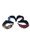 Wide Plaid Cross Headband for Girls, Bohemian Turban Headbands, Retro Knotted Headband for Women in Dual Colors, 1 Pc