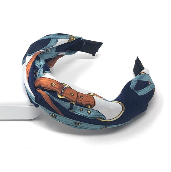 Wide Headband for Girls, Bohemian Turban Headbands, Retro Satin Hairbands, Printed Twisted Knot Head Band, Bow Knotted Hairband, 1 Pc