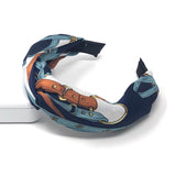 Wide Headband for Girls, Bohemian Turban Headbands, Retro Satin Hairbands, Printed Twisted Knot Head Band, Bow Knotted Hairband, 1 Pc