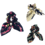 Set of 3 Bow Hair Scrunchies for Women, Ponytail Holder Hair Tie fir Girls, Printed Scarf Scrunchies, Gifts for Girls