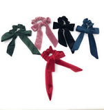 Velvet Bow Hair Scrunchies for Women, Ponytail Holder Hair Tie for Girls, Solid Color Elastic Headband, Gifts for Girls