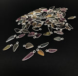 10 Pcs/ 12 Pcs Tourmaline Charms, Sterling Silver Gemstone Charms, Carved Leaf Tourmaline Charms, Wholesale Jewelry Findings, Jewelry Making