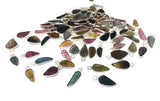 10 Pcs/ 12 Pcs Tourmaline Charms, Sterling Silver Gemstone Charms, Carved Leaf Tourmaline Charms, Wholesale Jewelry Findings, Jewelry Making