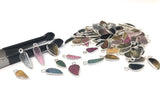 8 Pcs/10 Pcs Tourmaline Charms, Sterling Silver Gemstone Charms, Carved Leaf Tourmaline Charms, Wholesale Jewelry Findings, Jewelry Making