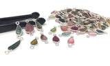 9Pcs/10 Pcs Tourmaline Connectors, Carved Leaf Sterling Silver Tourmaline Gemstone Connectors, Wholesale Jewelry Findings for Jewelry Making