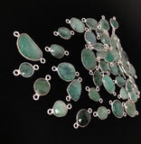 10 Pcs Natural Emerald Gemstone Connector, Bulk Sterling Silver Connectors, Wholesale Jewelry Findings for Jewelry Making, Jewelry Supplies