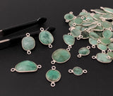 10 Pcs Natural Emerald Gemstone Connector, Bulk Sterling Silver Connectors, Wholesale Jewelry Findings for Jewelry Making, Jewelry Supplies