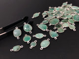 10 Pcs Natural Emerald Gemstone Connector, Bulk Sterling Silver Connectors, Wholesale Jewelry Findings for Jewelry Making, Jewelry Supplies