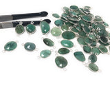 10 Pcs Natural Emerald Gemstone Connector, Bulk Sterling Silver Connectors, Wholesale Jewelry Findings for Jewelry Making, Jewelry Supplies