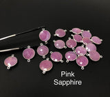 10Pcs/13 Pcs Natural Sapphire Gemstone Connectors, Sterling Silver Jewelry Findings, Bulk Wholesaler Jewelry Supplies, 18.5x12mm