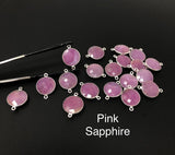 10Pcs/13 Pcs Natural Sapphire Gemstone Connectors, Sterling Silver Jewelry Findings, Bulk Wholesaler Jewelry Supplies, 18.5x12mm