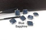 6 Pcs Natural Sapphire Gemstone Connectors, Bulk Jewelry Supplies Sterling Silver Jewelry Findings, 20x14mm - 22x15mm
