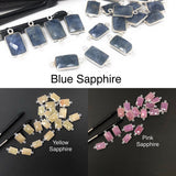 10 Pcs /14 Pcs Natural Sapphire Gemstone Connectors, Silver Findings, Bulk Wholesale Jewelry Supplies, 19x9mm - 22x11mm
