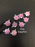 7 Pcs Natural Sapphire Gemstone Connectors, Sterling Silver Jewelry Findings, Bulk Wholesale Jewelry Supplies, 13x10.5mm