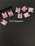 11 Pcs Natural Sapphire Gemstone Connectors, Silver Findings, Bulk Wholesale Jewelry Supplies, 17.5 X14.5mm