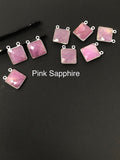 11 Pcs Natural Sapphire Gemstone Connectors, Silver Findings, Bulk Wholesale Jewelry Supplies, 17.5 X14.5mm