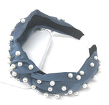 Faux Pearl Knot Satin Headband for Girls, Bohemian Turban Headband, Retro Velvet Hairband for Women, 1 Pc