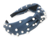 Faux Pearl Knot Satin Headband for Girls, Bohemian Turban Headband, Retro Velvet Hairband for Women, 1 Pc