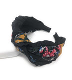 Wide Headband for Girls, Bohemian Turban Headbands, Printed Floral Ruffle Retro Hairbands, 1 Pc