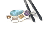 Larimar Pendant, Gemstone Pendant, Citrine Pendant, Sterling Silver Jewelry, Amethyst Pendant, Gifts for Her, Bohemian Jewelry