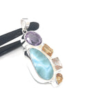 Larimar Pendant, Gemstone Pendant, Citrine Pendant, Sterling Silver Jewelry, Amethyst Pendant, Gifts for Her, Bohemian Jewelry