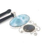 Larimar Pendant, Labradorite Pendant, Gemstone Pendant, Gemstone Jewelry, Sterling Silver Silver Jewelry, Gifts for Her, Bohemian Jewelry