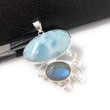 Larimar Pendant, Labradorite Pendant, Gemstone Pendant, Gemstone Jewelry, Sterling Silver Silver Jewelry, Gifts for Her, Bohemian Jewelry
