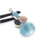 Larimar Pendant, Labradorite Pendant, Pink Opal Pendant, Gemstone Pendant, Silver Jewelry Gifts for Her, Bohemian Jewelry