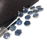 10 Pcs / 12 Pcs Natural Sapphire Gemstone Charms, Wholesale Silver Jewelry Supplies, Bulk Wholesale Charms, 16x12mm - 17x13mm
