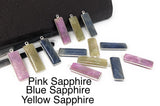 Natural Sapphire Gemstone Bar Shape Charms, Jewelry Supplies for Jewelry Making, Bulk Wholesale Charms, Blue /Pink / Yellow , 1 pc