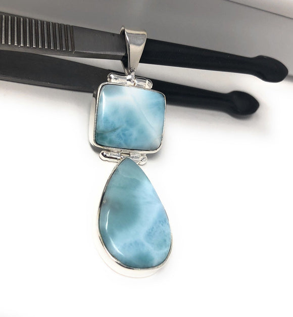 Larimar Pendant, Natural Gemstone Pendant, Sterling Silver Jewelry, Bohemian Jewelry, Wholesale Jewelry Making Supplies, Gifts for Her