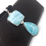 Larimar Gemstone Silver Pendant, Chakra Jewelry, Spiritual Healing Pendant, Energy Healing Crystal Pendant, December Birthtone Jewelry Gift