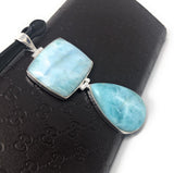 Larimar Gemstone Silver Pendant, Chakra Jewelry, Spiritual Healing Pendant, Energy Healing Crystal Pendant, December Birthtone Jewelry Gift