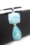 Larimar Gemstone Silver Pendant, Chakra Jewelry, Spiritual Healing Pendant, Energy Healing Crystal Pendant, December Birthtone Jewelry Gift