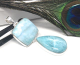 Larimar Gemstone Silver Pendant, Chakra Jewelry, Spiritual Healing Pendant, Energy Healing Crystal Pendant, December Birthtone Jewelry Gift