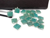 Natural Amazonite Gemstone Charms, Sterling Silver Charms, Jewelry Supplies for Jewelry Making, Wholesale Jewelry Findings, 1 Pc